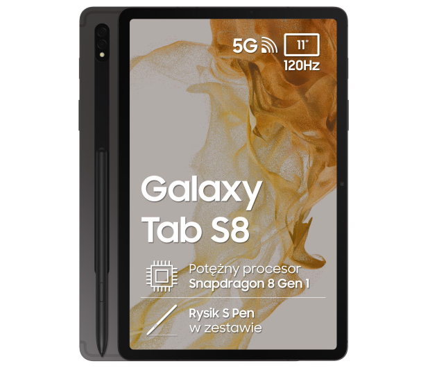 SAMSUNG Galaxy Tab S8 (11", 8+128GB, S pen, 5G) SM-X706BZAAEUE Graphite - 716348 - zdjęcie